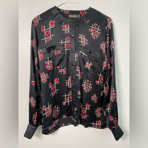 Escada Vintage Tic Tac Toe Silk Blouse